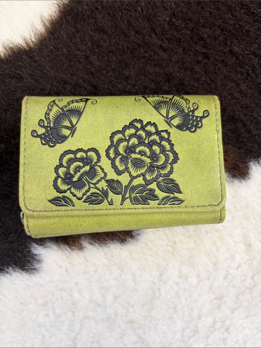 Green Floral and Butterfly Women's Wallet